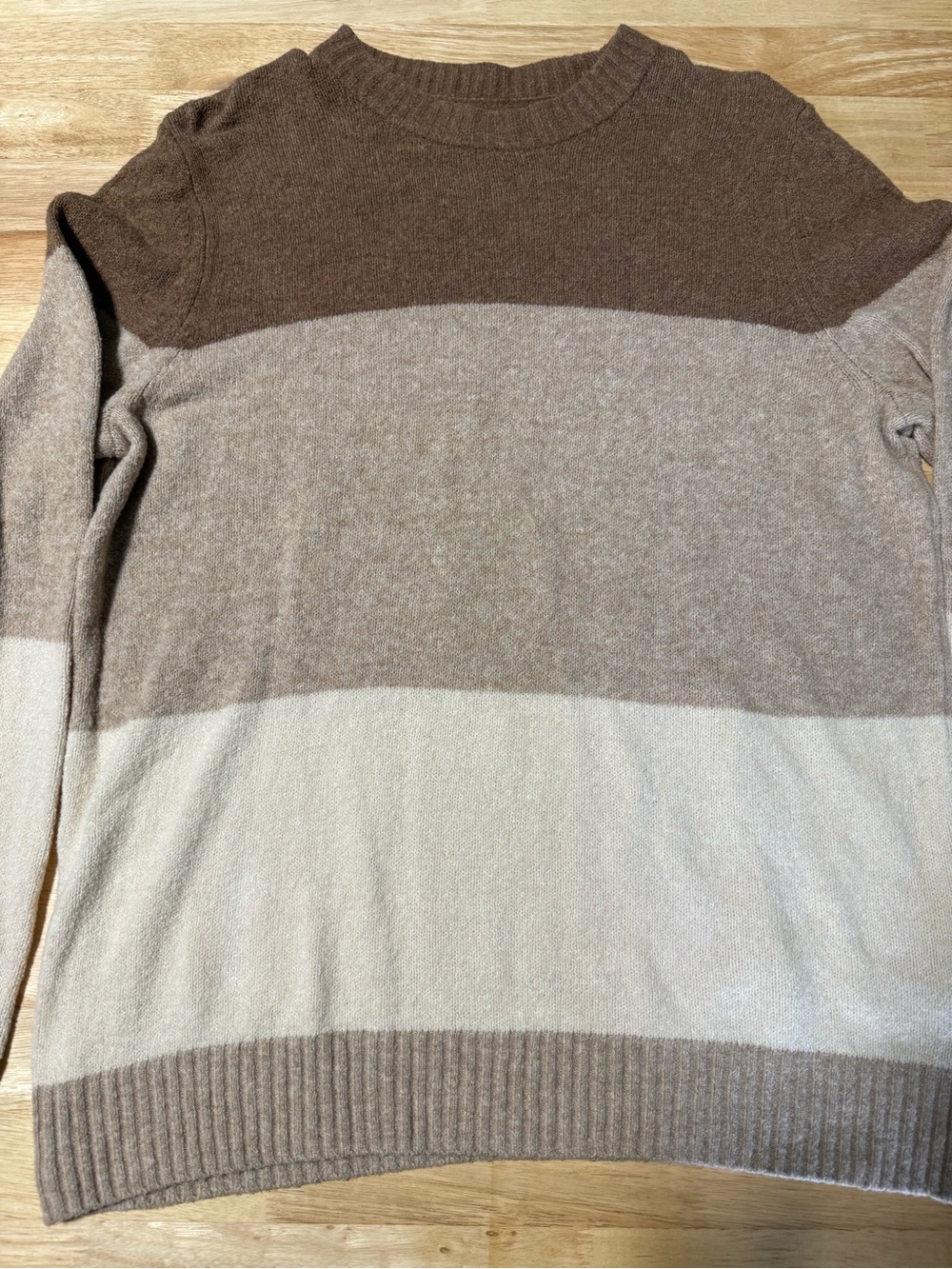 American Eagle Color Block Sweater Brown Tan Cream Soft Knit Size Medium